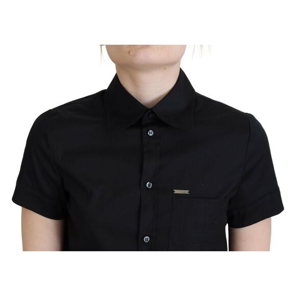 Dsquared² Black Collared Button Down Short Sleeves Polo Women's Top (Pre-Owned) - Picture 4 of 5